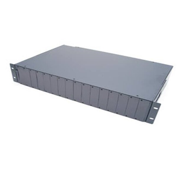 16-Slot Unmanaged Universal Media Converter Rack, Compact Size, w/1 AC Power Supply